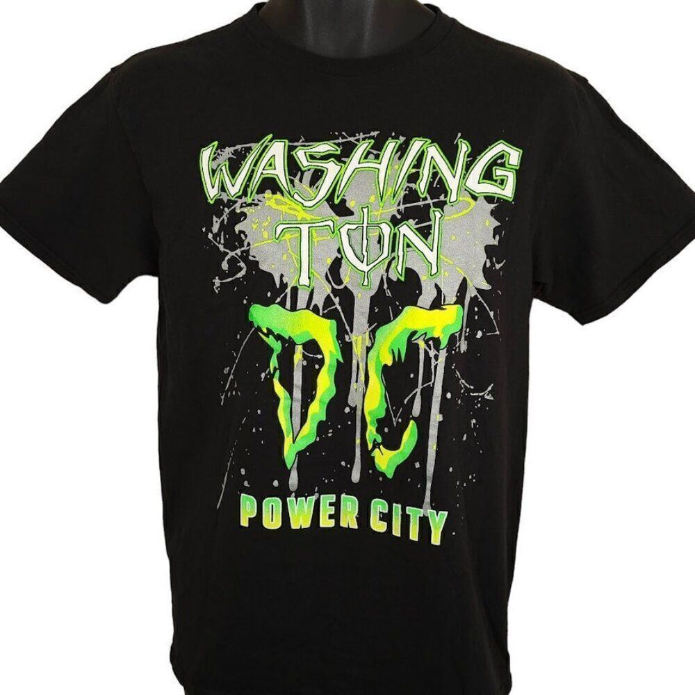 Vintage Washington DC T Shirt Mens Size Small Black Y2K Power City Destination